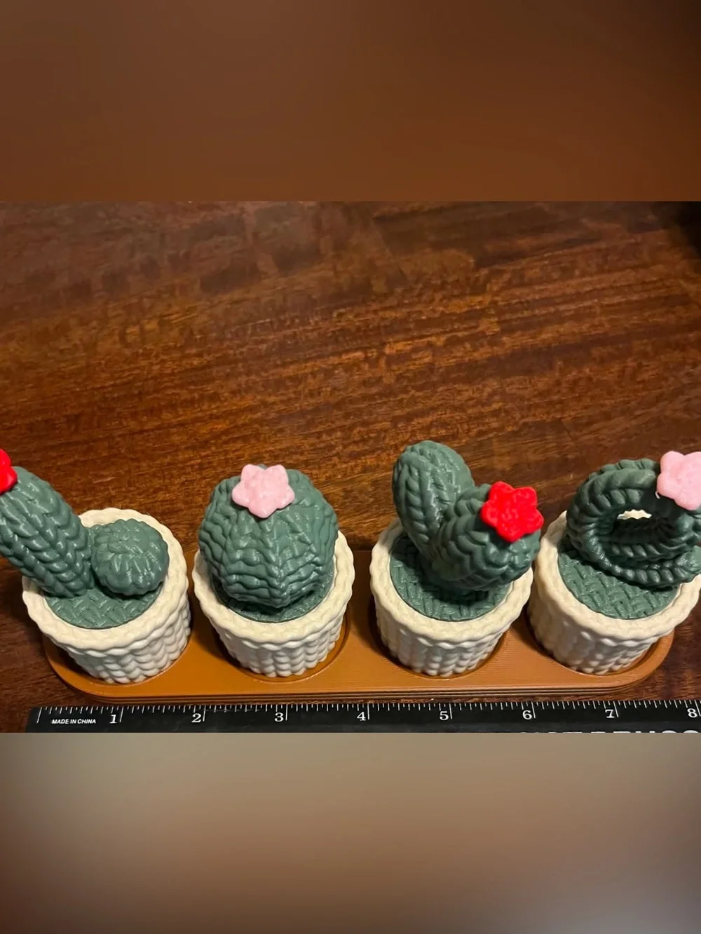 Cute 3d printed Love Cactus trinket / stash / jewelry box set